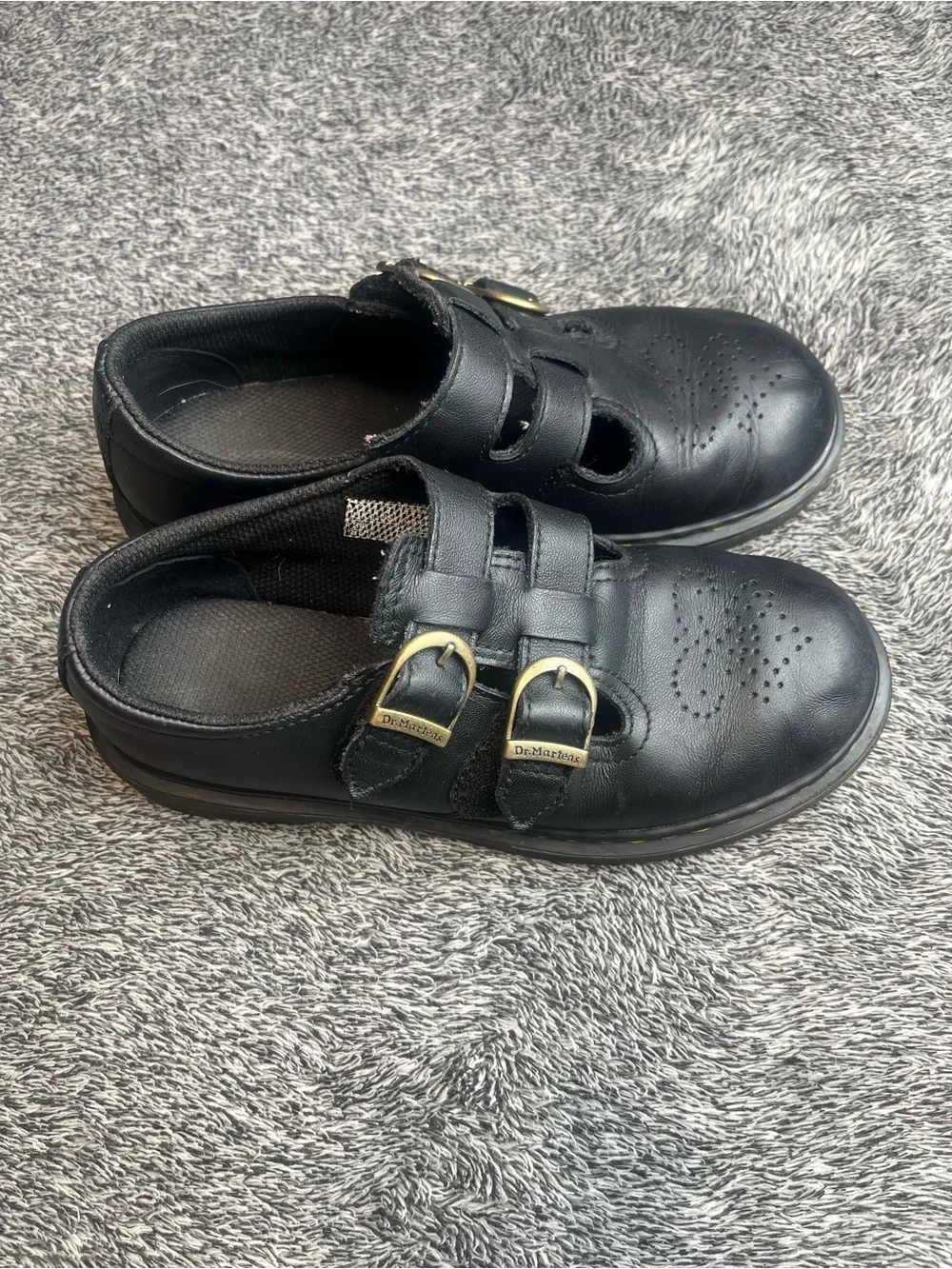 Dr. Martens Black Leather Double Strap Mary Jane Shoes US 13 Kids